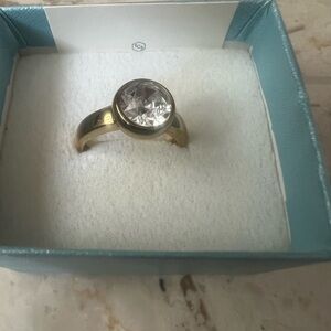 Touchstone Crystal by Swarovski BLISS Ring size 8 yellow gold plated wht Crystal